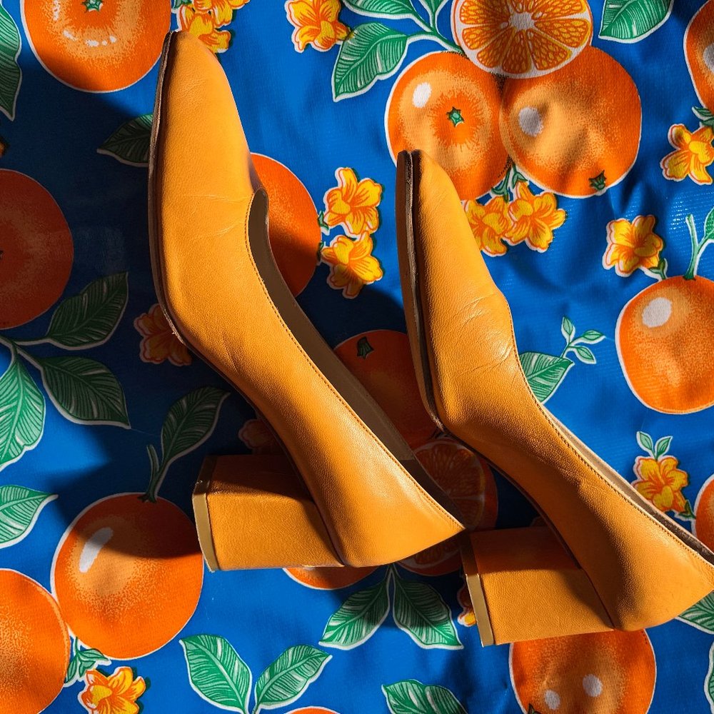 Maryam Nassair Zadeh Tangerine Calf Leather Pumps